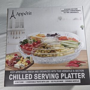 Chilled Serving Pmatter By Appetit - Large Durable Acrylic 9 Sections New In Box